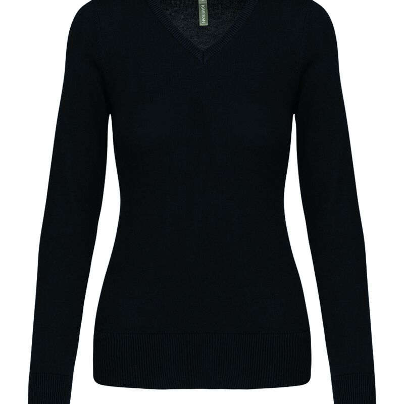 Kariban Ladies Cotton Acrylic V Neck Sweater Thumbnail