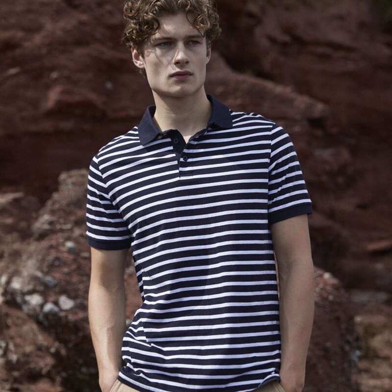 Front Row Striped Jersey Polo Shirt Thumbnail