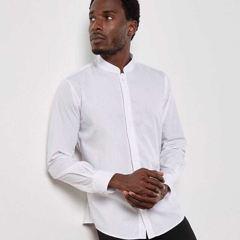 Kustom Kit Long Sleeve Tailored Mandarin Collar Shirt Thumbnail